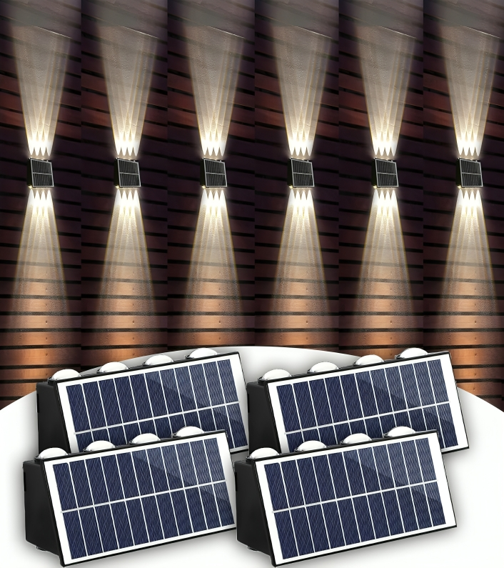Lámpara solar de pared exterior con 8 LED