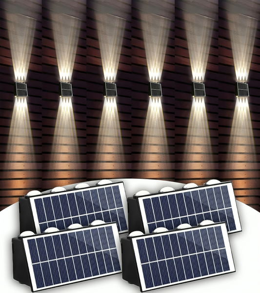 Lámpara solar de pared exterior con 8 LED